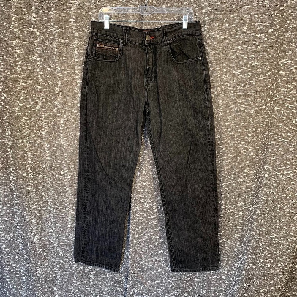 Vtg LR Geans by LRG Denim Black Jeans Zipper Resolutionaries Y2K Hip Hop Mens 34